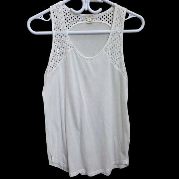 ⭐️J. Crew White Sleeveless Tank Top with Mesh Detail Sizr Med - Picture 1 of 5